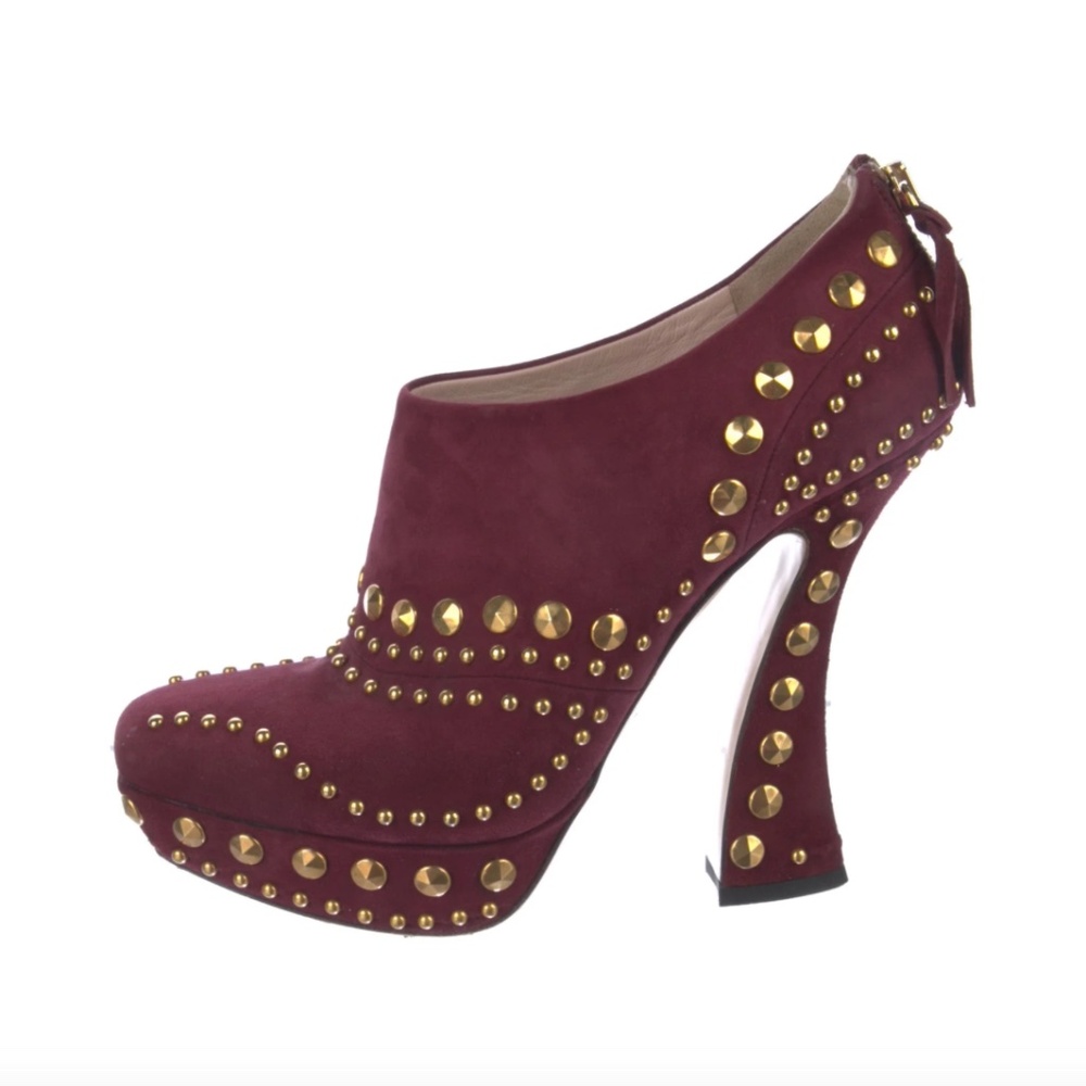 MIU MIU suede studded ankle booties Sz 40 Killer prom heels